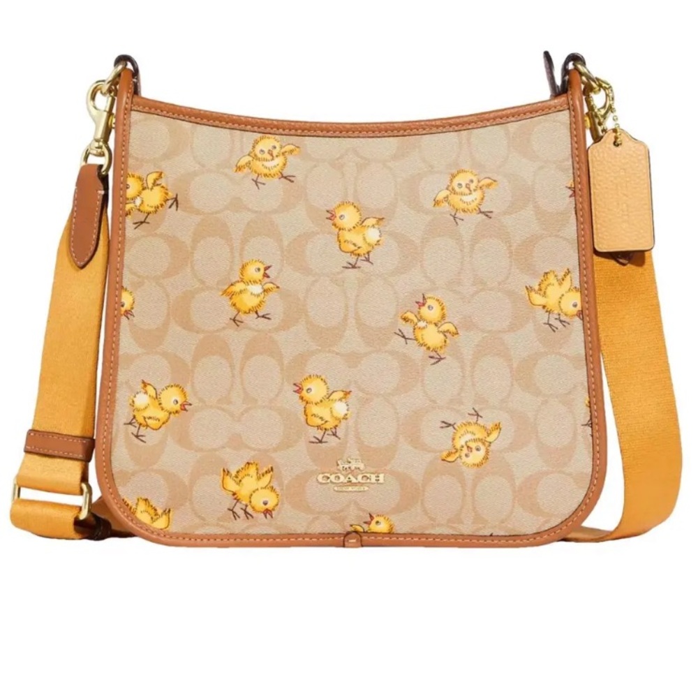 Coach Dempsey File Bag In Signature Canvas With Tossed Chick Print, NWT